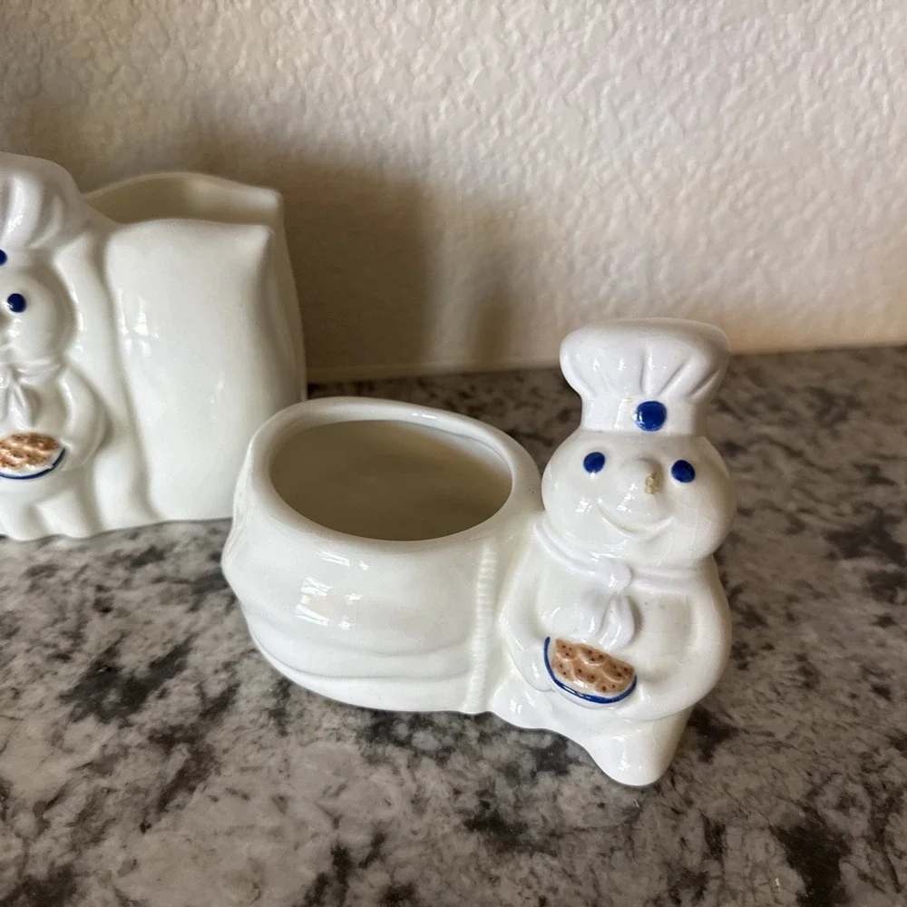 Vintage 1997 Pillsbury Doughboy Ceramic Set Holder,  Napkin Holder  *READ*